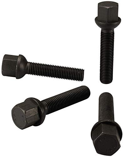 HASKYY 10 Radschrauben M14x1,5x42mm Radbolzen SCHWARZ Kugelbund R12 Kugel