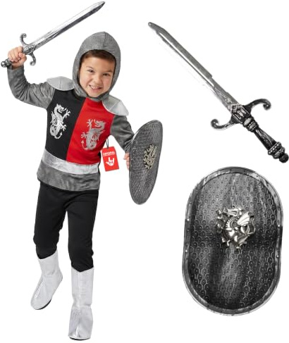 Morph Knight Costume Kids, Medieval Knight Costume Kids Fancy Dress Outfit for Halloween and Dress-Up Play, Small