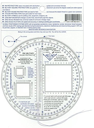 RM Products Military Round Protractor - Blue and Black Print