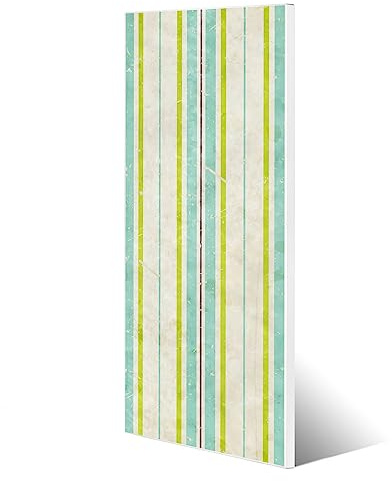 banjado® Magnettafel 30 x 75cm / Magnetwand aus Metall/Magnetpinnwand als Memoboard/Pinnwand Magnettafel Küche, Büro, Kinderzimmer inkl. 4 Magnete & Montageset - Motiv Vintage Streifenmuster