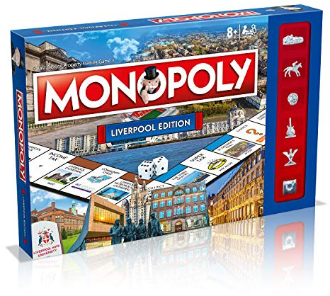 Winning Moves Liverpool City Monopoly-Brettspiel, Heimat der Beatles, Tour Penny Lane, Liverpool Metropolitan Cathedral and the Three Graces, Spiel für 2-6 Spieler ab 8 Jahren