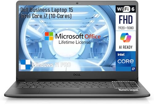 Dell Inspiron 15 3000 Laptop Computer, 15.6 Inch FHD Business Laptop Notebook PC, Intel 10-Core i7 Laptop Windows 11 Pro, 64GB RAM 2TB SSD+512GB PSSD,Office Lifetime,Copilot AI,10-Key Number Pad,WiFi6