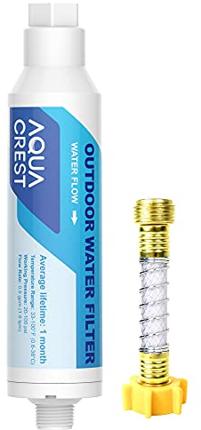 AQUA CREST Inline Water Filter, Dedicated for Car Washing, Yard Cleaning, Reduce Hard Water Spots, Soften Water, Upgraded Formula with 1 Flexible Hose Protector