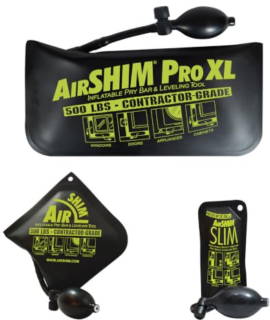 Calculated Industries 1134 AirShim Inflatable Pry Bars and Leveling Tools 3-pc Value Pack – Original AirShim, AirShim Pro XL, and AirShim Slim | Contractor-Grade Alignment Pump Wedges | Set of 3