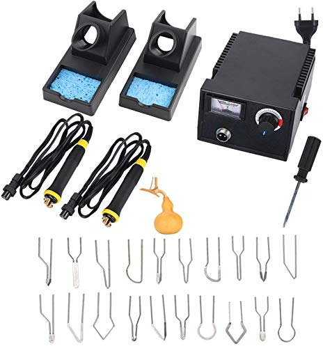 Pyrographie Maschine Tragbar Brandmal Kolben Set Brandmalerei Werkzeug Holz Lötkolben Set für Holz Leder Gravieren(EU-Stecker 220V)