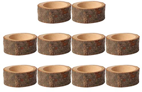 PRETYZOOM 10St. Vintage Retro Holz Kerzenhalter Natürlicher Baumstumpf Handtuchring für Zuhause Bar Valentinstag Dekoration Hochzeit Mittelstücke
