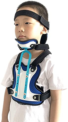 HDGRNCC Orthèse Thoracique De La Tête Et du Cou pour Enfants Collier Cervical Appareil De Rééducation pour Chirurgie Cervicale, Appareil De Rééducation pour Le Cou À Traction en U Réglable