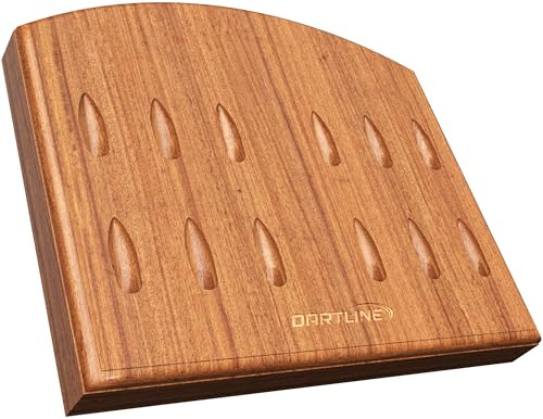 DARTLINE Dartpfeile Halterung aus Holz | Darthalter für 12 Pfeile zur Wandmontage | Massivholz Dart Halter in Naturbraun 22x19 cm | mit Stoffbeutel für Zubehör