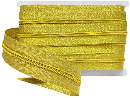 4,5 Mètres Fermeture Éclair Continue en Nylon + 6 Curseurs Coulissants en Métal #5, Fermeture Éclair Pour Coudre, Vêtements, Travaux Manuels, Couture, Fermeture Éclair, (#5-4.5M, Doré)