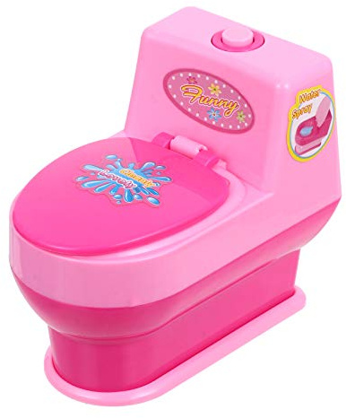 Play Toilet 1pc Simulation Mini Dolls 4.5Inch Mini Kids Girl Toilet Pink Electric Commode Dollhouse Decoration Mini House Prop Model Pretend Play Age for 3+