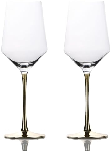 Intirilife 2x verre à vin avec pied doré - capacité 380 ml - vin rouge vin blanc verre calice verre cristal antichoc