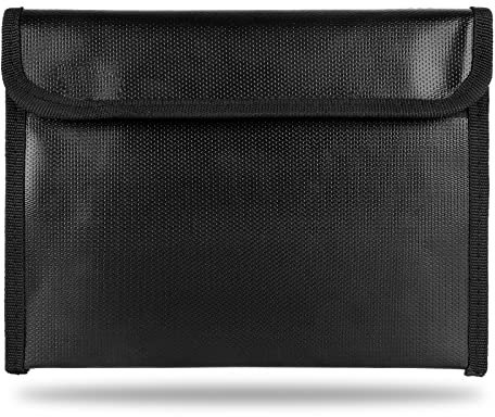 Brandsäker väska, brandsäker dokumentväska, A5, glasfiber, brandsäker dokumentplånbok, silikonbelagd brandsäker väska, för sedlar, kontrakt, pass och andra värdesaker (23 x 18 x 18