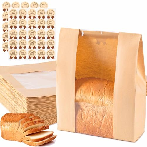 50PCS Paper Sourdough Bread Bags, Disposable Bread Bag for Homemade Bread