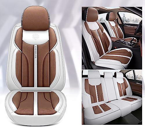 NOBQUA Autositzbezüge Universal Set, Leder Autositzbezug Komplettset, Aus Premium Leder + Einzigartigem Design 5-Sitzer Sitzbezüge (Kompatible Automodelltabelle enthalten)