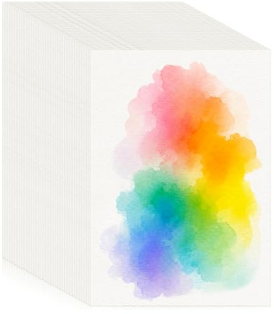 Xujinsongg 70 Sheets Watercolour Paper Bulk, 140 lb/300 GSM Cotton Cold Press Water Colour Paper for Students Adults Artists Drawing Painting Supplies Postcards, Off-White, 5 x 7