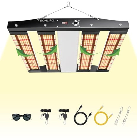 Sonlipo 250W LED Grow Lampe – Vollspektrum Pflanzenlampe mit 1220 Samsung LEDs, 3 Lichtmodi, Dimmer & Timer, für 90x90 cm Indoor Pflanzen, Gemüse & Blumen