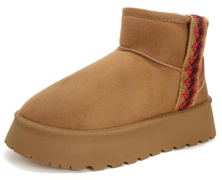 Jifenkla Stivali da Neve Donna,Foderato Caldo Stivaletti invernali,Antiscivolo Impermeabili suola in gomma,Leggerie Comode Pelliccia Breve Scarpe,Moda Outdoor