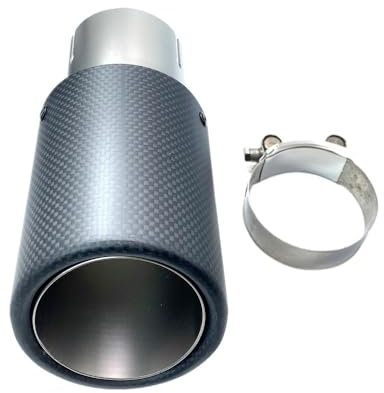TANGSIYANG Auspuffblende 1 Stück Crimpen Matt Matt Edelstahl Auspuffblende Auto Universal Zubehör Carbon Faser Düsen Schalldämpfer Rohr Endspitze Auspuff Endrohr(ID 70mm-OD 114mm)