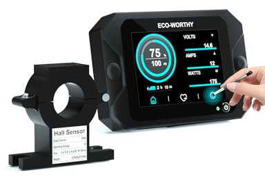 ECO-WORTHY aufgerüstet Batterie Monitor 300A 12V/24V/36V/48V,3,5 Touchable Display Batteriemonitor mit Alarm,9-80V Li-Ion/LiFePO4/Gel-Batterien Batterietester für Wohnmobile, Solaranlagen