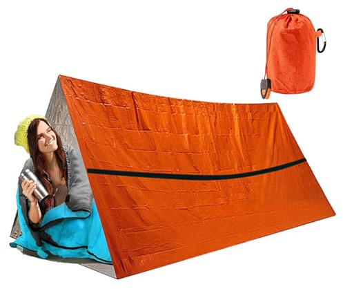Tragbarer Biwaksack, wasserdichter Notfallschutz, Wander-Überlebensschutz, Aluminiumfolie, Biwak-Notfallschutzbeutel, leichter Notfallschutz, kompakter Wanderschlafsack, Überlebens-Notfalldecke, wasse
