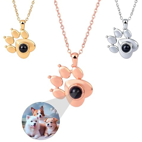 Ehihas Collana con proiezione foto personalizzata Regalo commemorativo Gioielli personalizzati per la memoria Immagine HD per i propri cari Ciondolo di design per ricordo (Animale domestico)