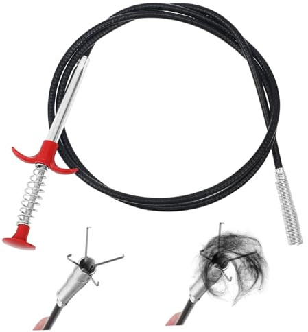 Ipetboom Drain Clog Cleaner Four-Prong Grabber 160cm Sewer Cleaning Tool Flexible Drain Hair Remover for Kitchen Sink and Washbasin Unclogging