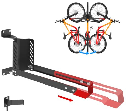 IMAYCC 160° Swivel Bike Wall Mount, Vertical Bike Rack Wall Hanger Holds up to 50KG/110LB, Wall Bike Mount Adjustable Foldable Design for Space Saving, Indoor Storage for Wheels Sizes ''20-29”Inch
