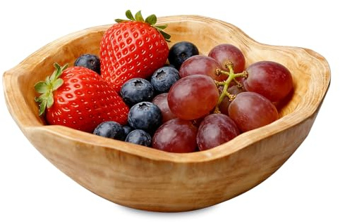PORFOYO Frutero De Madera Natural: Cuenco De Madera Creativo Irregular, Estable Y Segura, Cuenco De Maderas Natural Hecho a Mano Para Frutas, Ensaladas, Dulces Y Aperitivos (20-24 Cm)