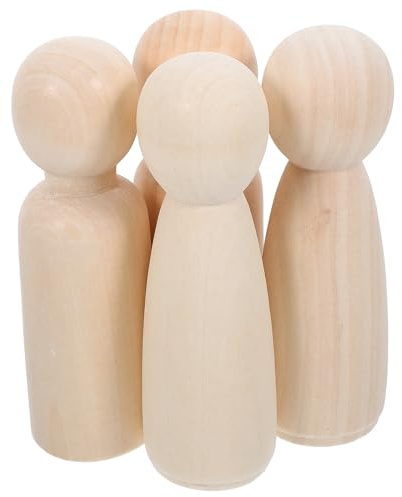 Healeved Unfertige Holzpuppen 4 Stück 120mm Selbstgemacht Holzfiguren Bastelset für Holzspielzeug zum Bemalen