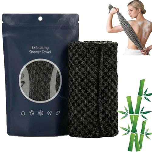 Serviette Exfoliante, Serviette De Douche Exfoliante, Serviette Exfoliante Gommage Naturel En Fibre De Bambou Et Charbon, Exfoliation Douce Pour Le Corps (1pcs)