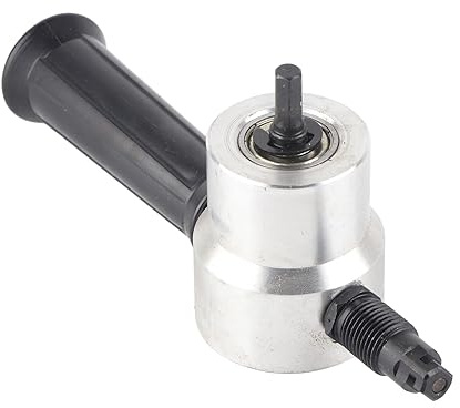 Cocoarm Double Head Metal Sheet Cutter, Aluminum Alloy ABS Nibbler Drill Attachment, 6mm Hex Shank, Angle Cutting, Reduced Shake, for Metal Cutting Machining Woodworking