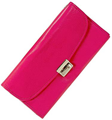 Harrys-Collection Kellnerbörse Geldbörse Portemonnaie Nappaleder, pink | weiches Nappaleder, extra starkes Nylon-Gewebe, 5 Fächer für Scheine, großes Münzfach, verstellbarer Metallverschluss, 1 Öse