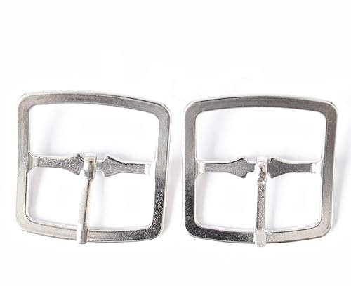 Trimming Shop Metall-Gürtelschnalle, vernickelt, Ersatz-Verschluss für Kleidung, Lederriemen, Schnapp-Gürtel, Taschen, Schuhe, Jacken, Silber, 2 Stück