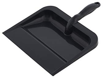 Superio Heavy Duty Plastic Dustpan with Comfort Grip Handle Black, Durable, Lightweight Multi Surface Dust Pan Easy Broom Sweeping, 10 inches Wide, 1-Pack