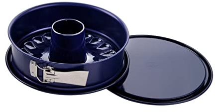 Dr. Oetker Springform Ø 26 cm Back-Liebe Emaille – Inklusive Flach- und Rohrboden – Schnitt- & kratzfestem Emaille-Boden – 26er Kuchenbackform mit extra hohem Rand in Dunkelblau
