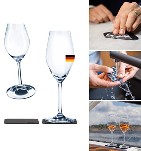 silwy® Verres magnétiques, verres en cristal de haute qualité avec aimant parfaitement intégré et nano gel pads métalliques (champagne // 0,2 l)