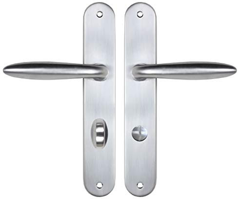 Bricard 984056 Ensemble poignées zamak sur Plaque Esquisse pour Porte de Salle de Bains, Toilettes (à condamnation), Argent