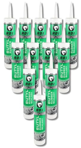 Red Devil 06970I12 RD Pro Butyl Rubber Sealant – High-Performance Industrial-Grade Sealant for Outdoor & Below-Grade Applications, Paintable, Excellent Adhesion, 10.1 oz Cartridge, White, Pack of 12