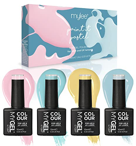 MyGel von MYLEE Spring Pastels Gel-Nagellack Set 4x10ml UV/LED Nail Art Maniküre Pediküre für den Professionellen Einsatz im Wohnzimmer und zu Hause - Langlebig und Einfach Anzuwenden