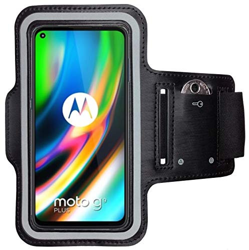 CoverKingz Brassard de Sport pour Motorola Moto G9 Plus - Brassard pour Smartphone, Accessoire de Sport avec Poche pour Les clés Moto G9 Plus - Accessoire Sport, Brassard téléphone Portable Noir