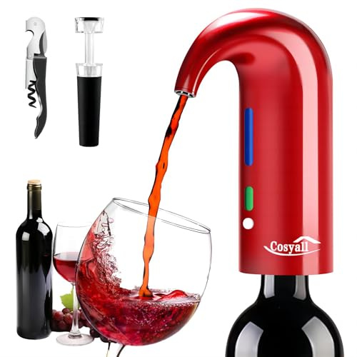 Electric Wine Aerator,Liquor Decanter,Whisky Dispenser,Pourer - Red | Smart Automatic,USB Rechargeable,Gift for Men,Women,Family & Party