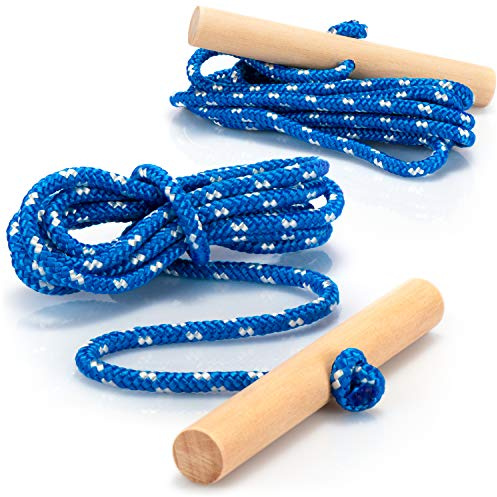 com-four® 2X Premium Schlittenleine mit Holzgriff, extra langes Rodelzubehör Zugseil für Schlitten, Made in Germany!