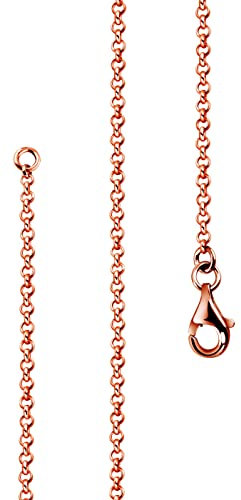 Lijoh Erbskette Damen 925 Silber 1,7 mm Rolo Kette 24K Rosé vergoldet „Made in Italy“ - Sterling Silber Halskette ohne Anhänger - Silberkette 50 cm - Geschenkidee für Frauen LJ1011-450