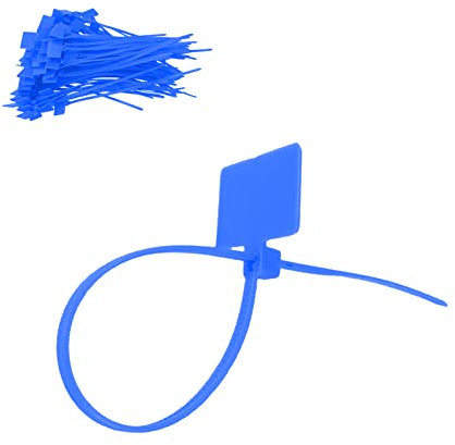 Crapyt Blue Nylon Cable Zip Ties with Lable Tag 100 PCS 6 Inch Writable Heavy Duty Cord Tags Marker Label Self-Locking Home Indoor/Outdoor Reminding Color Bright Strong Plastic Wire Ties