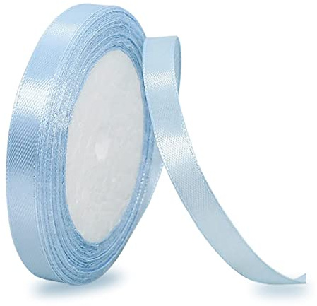 Satinbands Hellblau 10mm Breit, 23 Meters Geschenkband Schleifenband für Geschenkverpackungen, DIY-Basteleien, Blumensträuße, Nähprojekte, Schleifenherstellung, Geburtstags- und Hochzeitsdekorationen