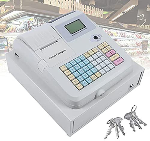 BEZAX Registrierkasse Elektronisches Mit 48 Tasten,8 Digital Led Display Retail Point of Sale System Und Kassenschublade,registrierkasse Für Industrien Wie Retail Shop,White