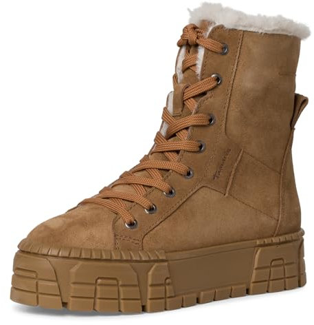 Tamaris Damen Schnürstiefel Leder Winter gefüttert; BROWN/braun; 37 EU