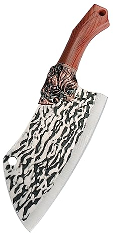 TJ POP Hackmesser Chinesisches Kochmesser Professionelles Rostfrei Chinesisches Kochmesser Edelstahl Fleischmesser Extrem Scharf für Küche & Restaurant