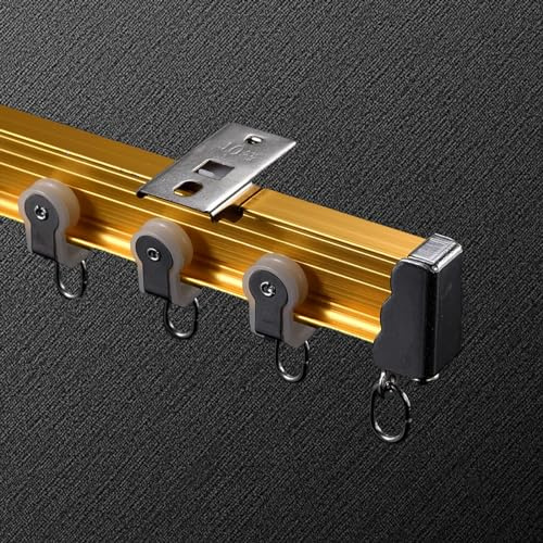 Flexible Und Biegbare Decken-Vorhangschiene 1-4M, Einfache Installation Gardienenschiene Mit Stummen Rollen Für Vorhänge, Raumteiler, Wohnmobil-Vorhang (Color : Gold Ceiling Mount, Size : 1.9m)