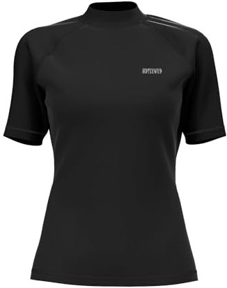 HDTIYUYP UV Shirt Damen Kurzarm - Wasser Schwimmen Tshirt Rashguard Frauen Badeshirt Surf Shirt Schnelltrocknende Strand Shirt Wet Top Schwarz 4XL